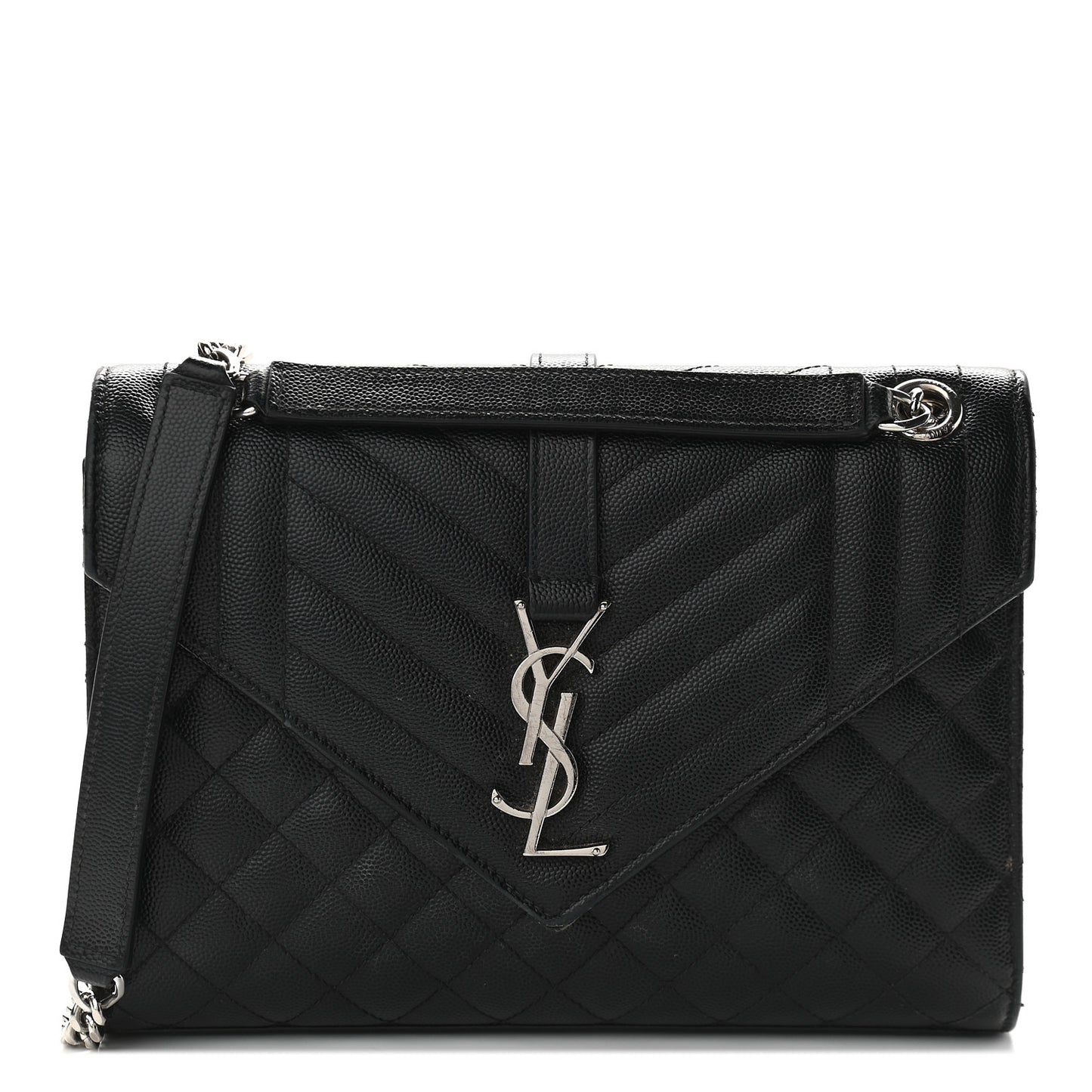 Grain De Poudre Textured Mixed Matelasse Triquilt Medium Monogram Satchel Black