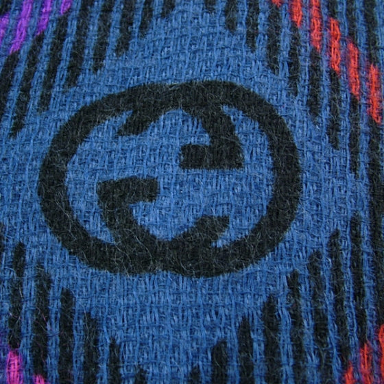 Wool Diamond Pattern Scarf Blue/Black