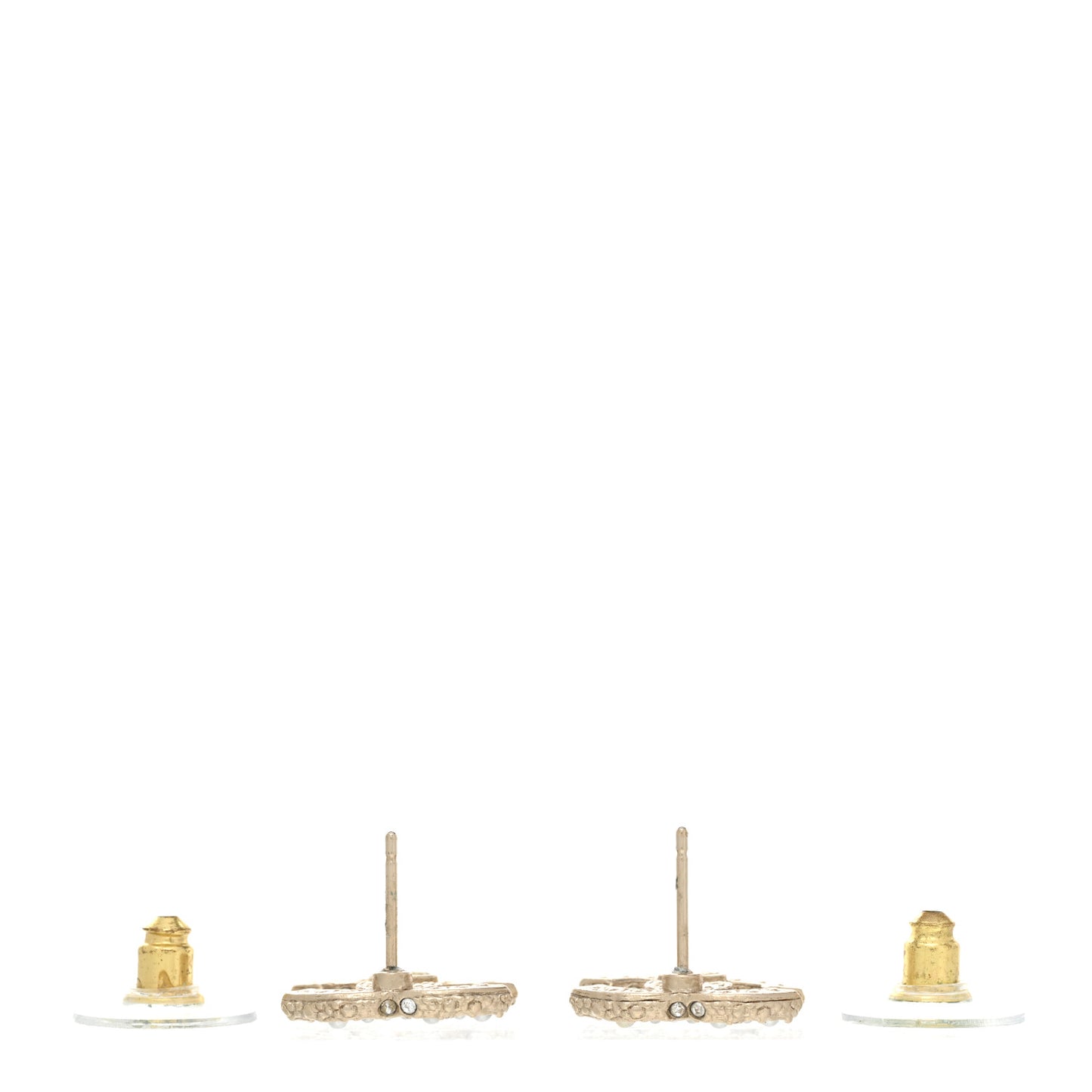 Pearl Crystal CC Earrings Light Gold