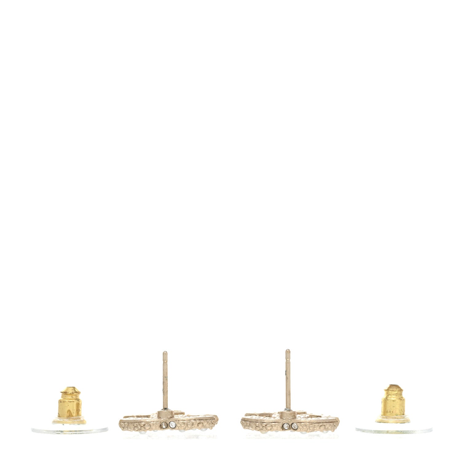 Chanel Pearl Crystal CC Earrings Light Gold 3 of 7