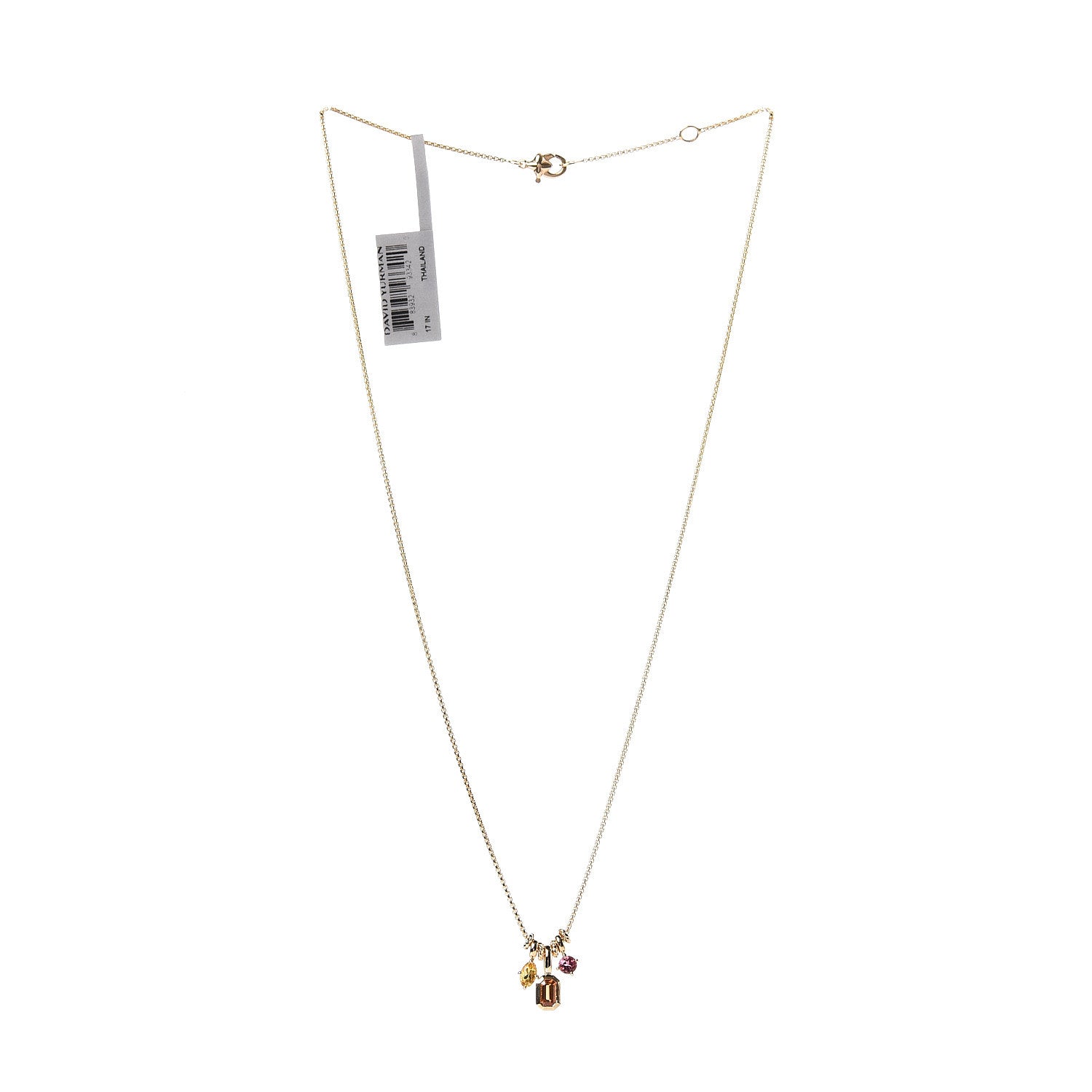 David Yurman 18K Yellow Gold Spessartine Garnet Yellow Beryl Pink Tourmaline Novella Pendant Necklace 3 of 6