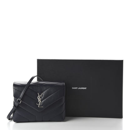 Saint Laurent Calfskin Y Quilted Monogram Toy Loulou Crossbody Bag Medium Blue 10 of 10