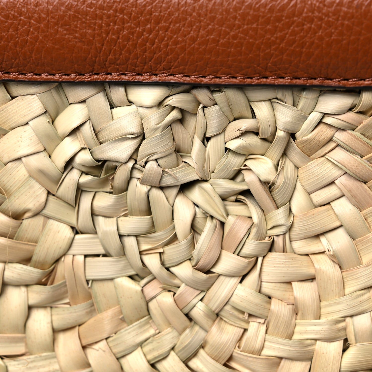 Chloe Raffia Small Grain Calfskin Small Marcie Basket Crossbody Tan 11 of 11