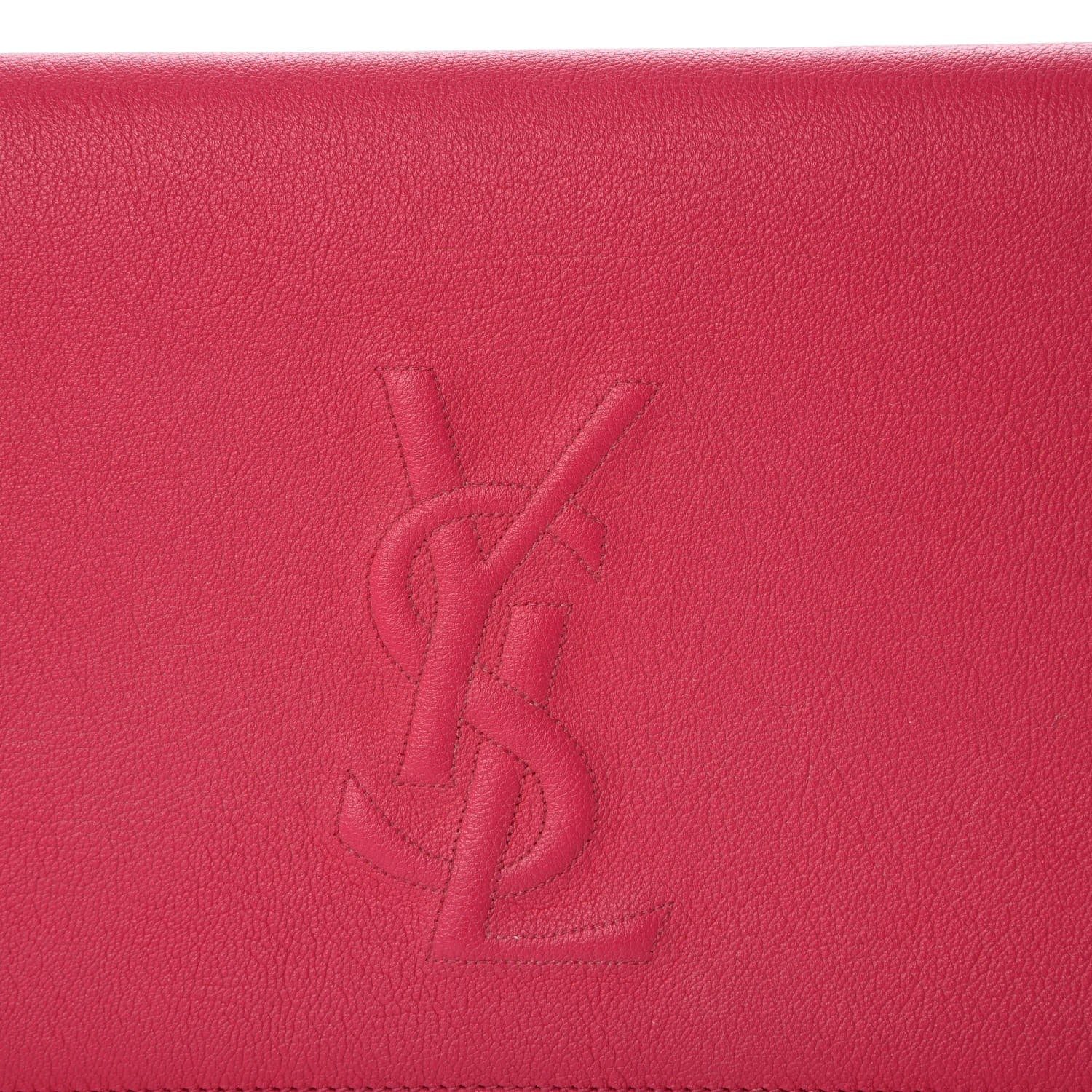 Saint Laurent Calfskin Large Belle De Jour Clutch Lipstick Fuchsia 8 of 9