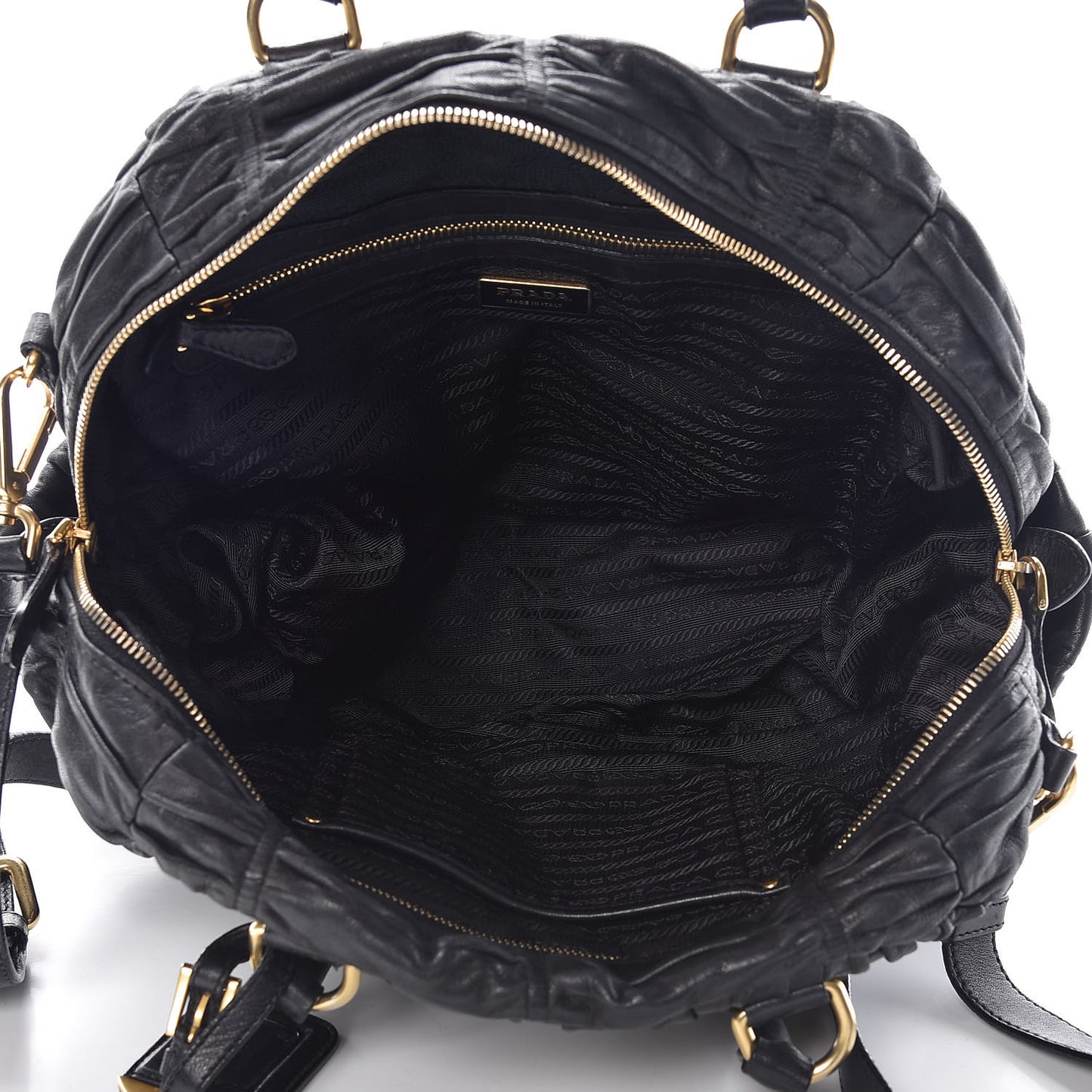 Nappa Gaufre Dome Satchel Black