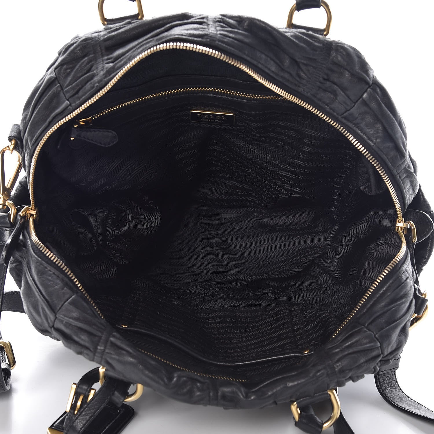 Prada Nappa Gaufre Dome Satchel Black 5 of 10