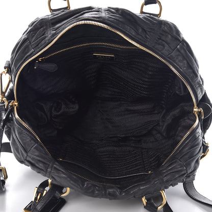 Prada Nappa Gaufre Dome Satchel Black 5 of 10