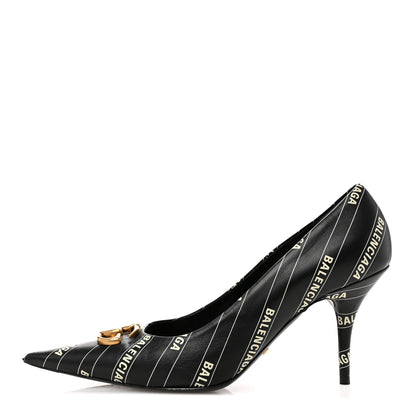 Balenciaga X Gucci Calfskin Logo Print Knife 80mm Pumps 38.5 Black 1 of 11
