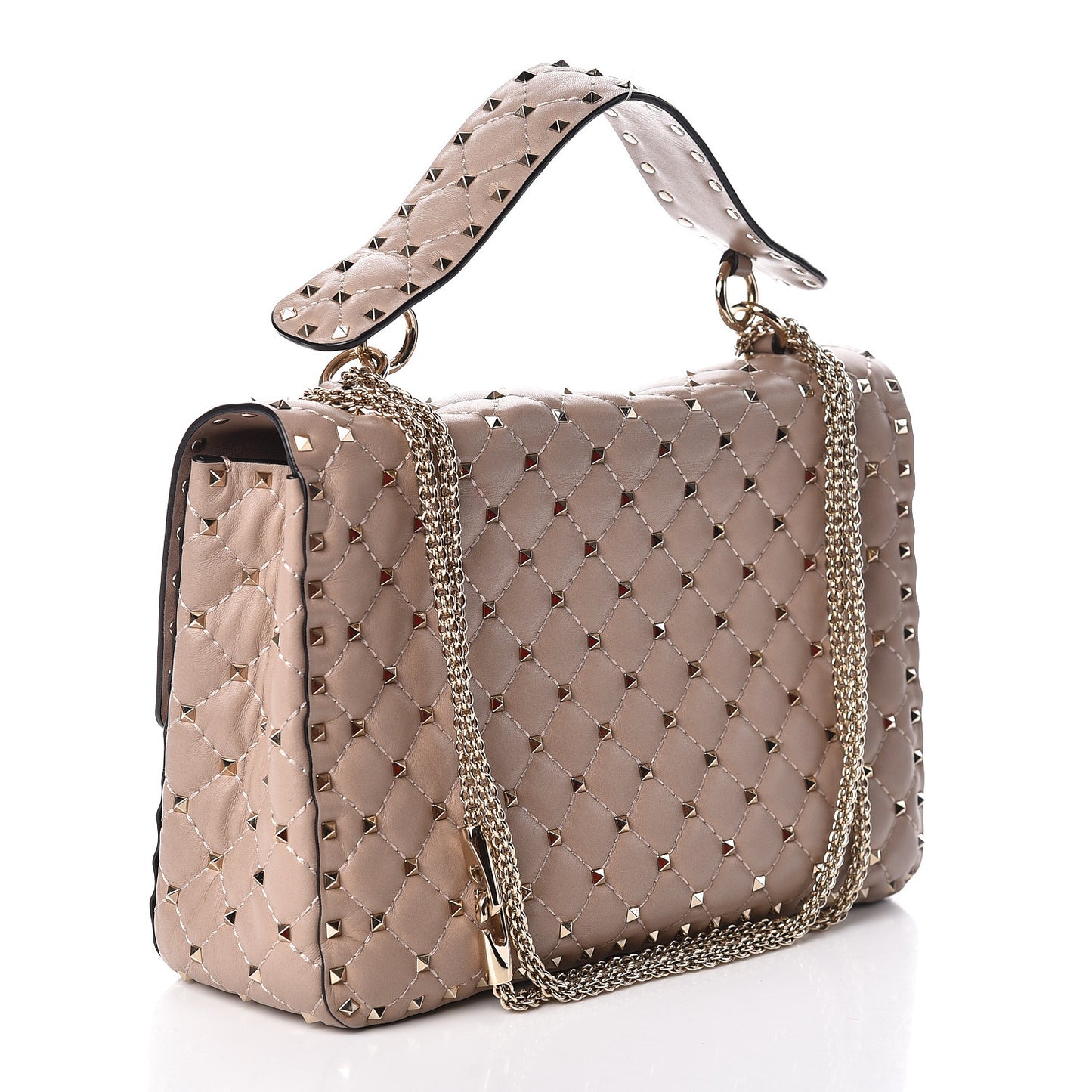 Nappa Large Rockstud Spike Shoulder Bag Poudre