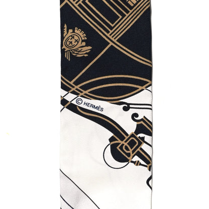 Hermes Silk Ex-Libris Twilly White Marine Gris 3 of 4
