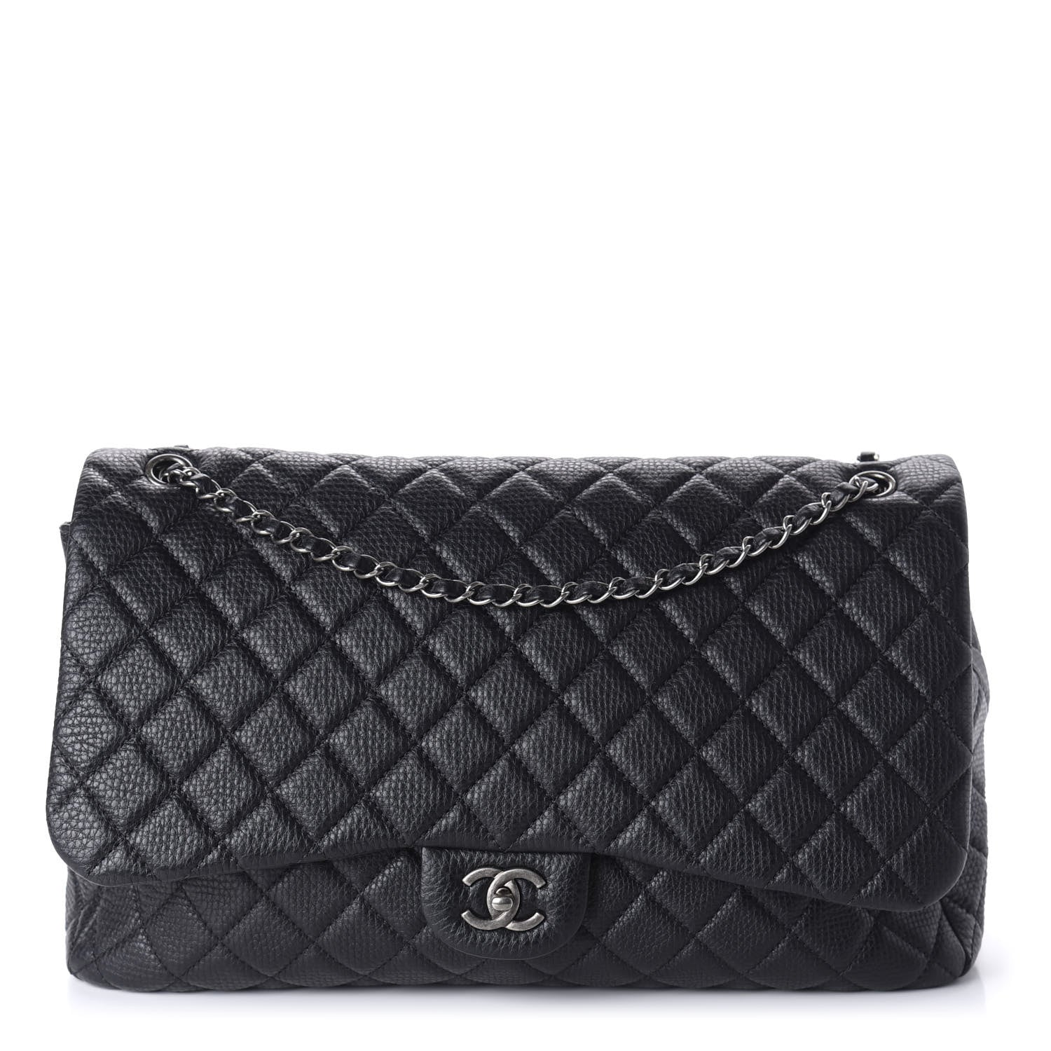 Chanel Calfskin Quilted Small XXL Travel Flap Bag Black 1 of 10