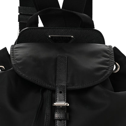 Prada Nylon Vela Saffiano Small Cinch Backpack Black 9 of 11