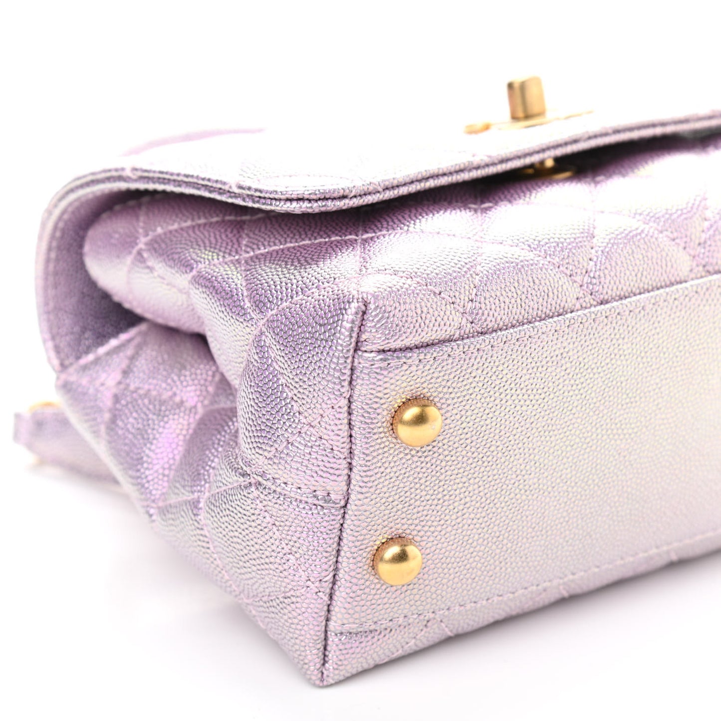 Metallic Caviar Quilted Extra Mini Coco Handle Flap Light Pink