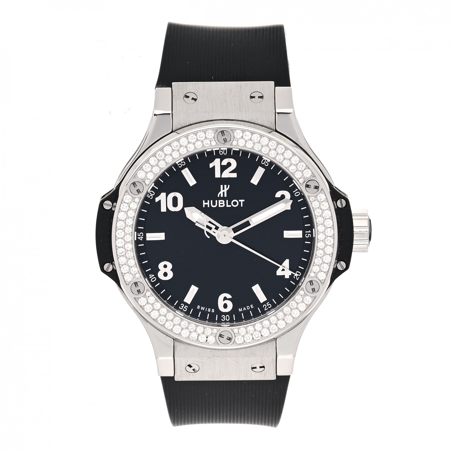 Hublot Stainless Steel Rubber Diamond Pave Bezel 38mm Big Bang Quartz Watch Black 361.SX.1270.RX.1104 1 of 5