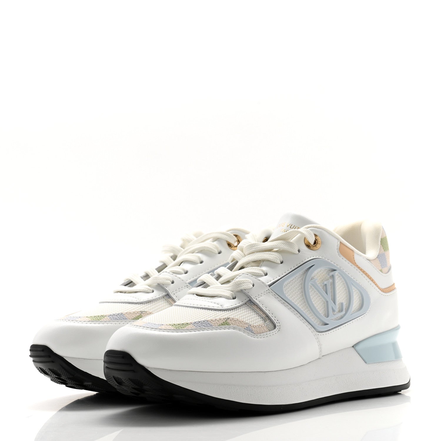 Louis Vuitton Calfskin Damier Azur Run Away Sneakers 38 Bleu Clair 3 of 11