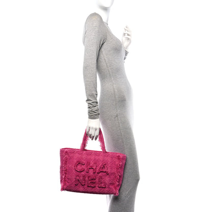 Chanel Wool Tweed Medium Zipped Shopping Tote Pink 3 of 10