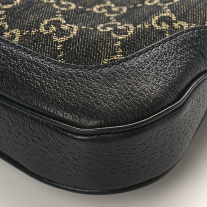 Gucci Jacquard Denim GG Monogram Small Jackie 1961 Hobo Black Ivory 8 of 8