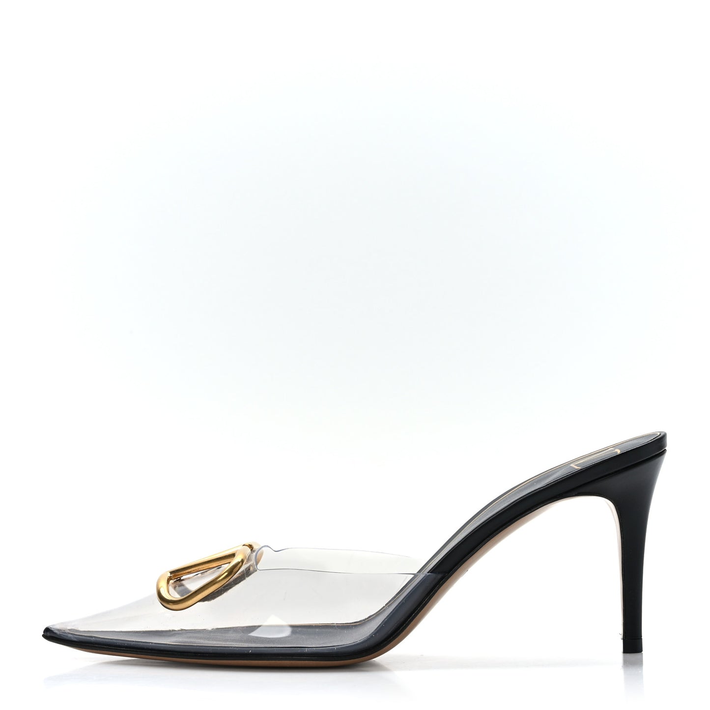 PVC Calfskin VLogo Pointed Toe 80mm Mules 39 Transparent