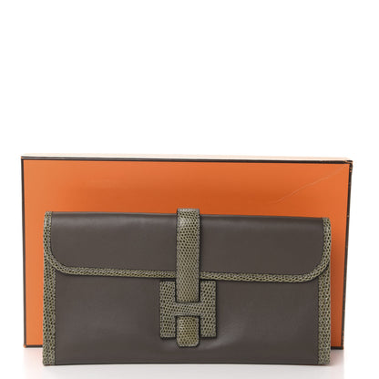 Hermes Swift Lizard Jige Elan Touch 29 Clutch Etain Ombre 8 of 8