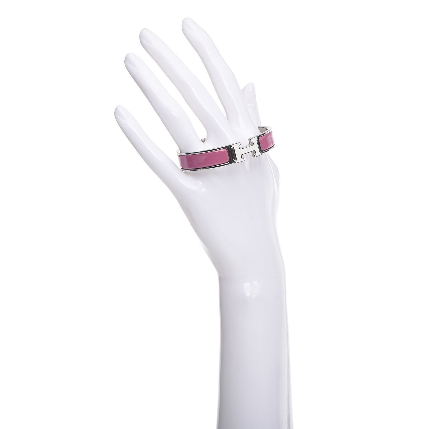 Enamel Narrow Clic Clac H Bracelet PM Rose Velours White