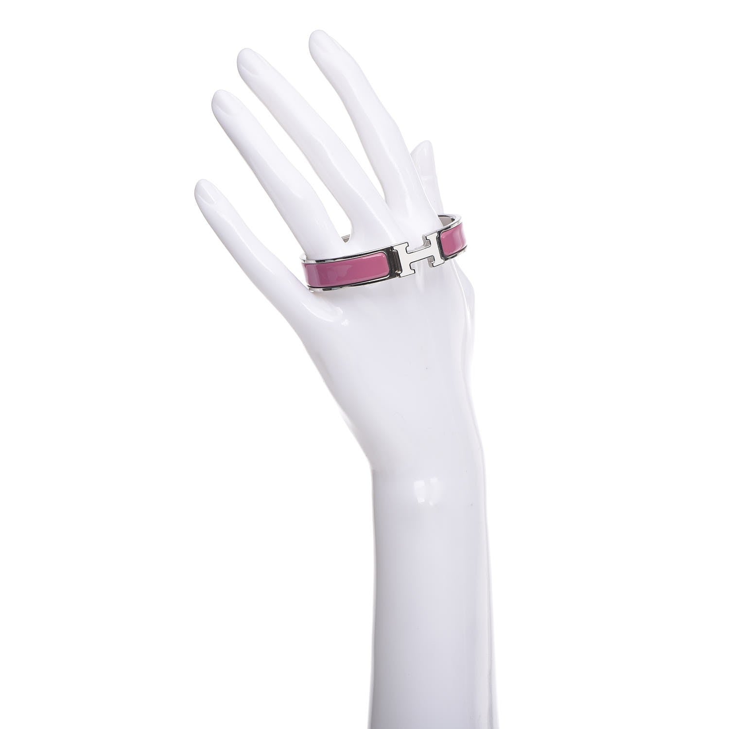 Hermes Enamel Narrow Clic Clac H Bracelet PM Rose Velours White 2 of 4