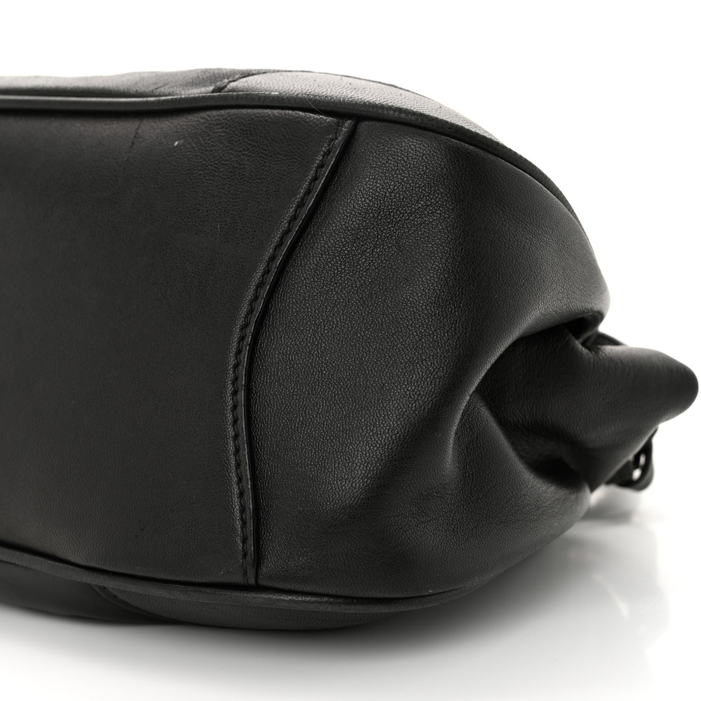 Nappa Kisslock Small Frame Shoulder Bag Black