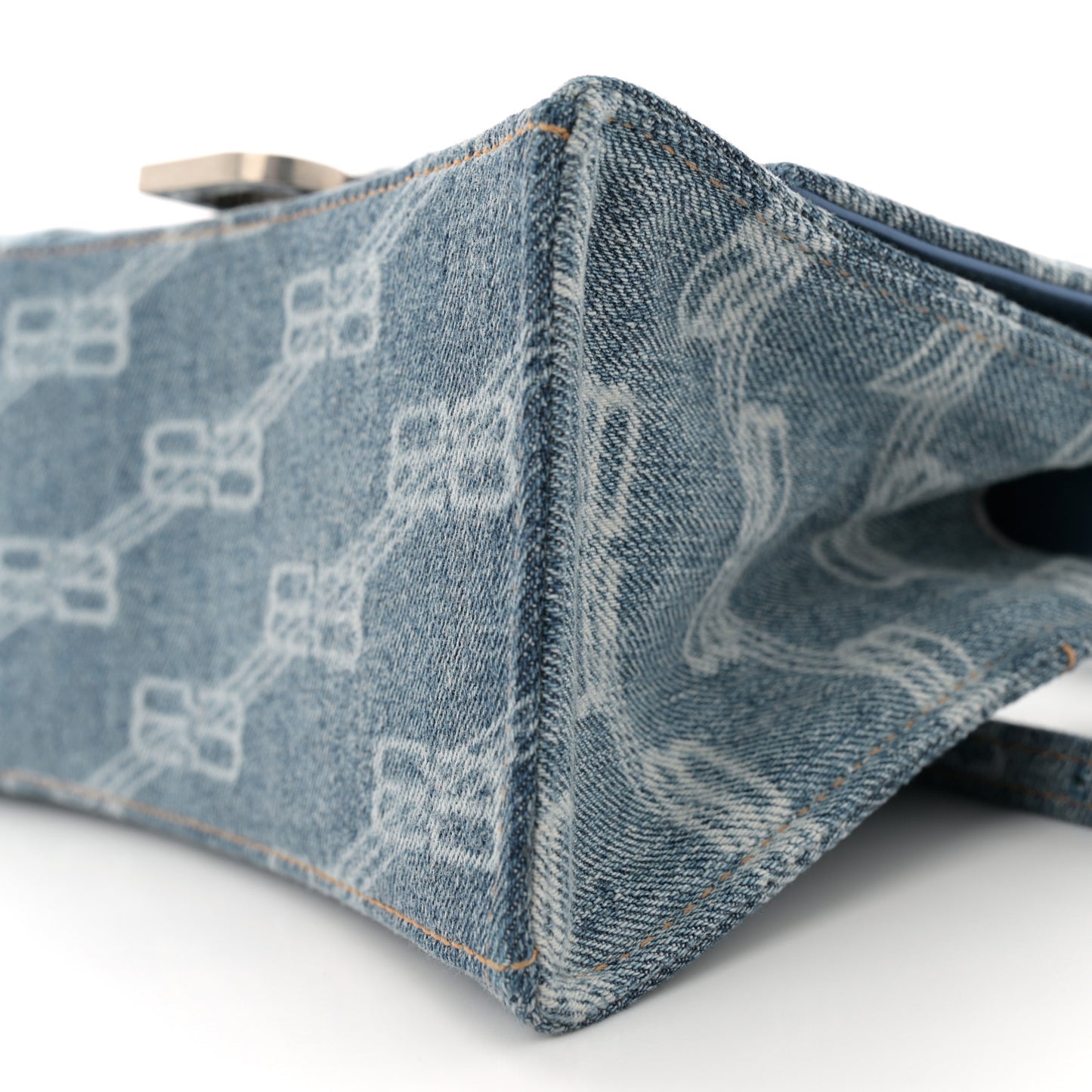 Denim BB Monogram Small Hourglass Top Handle Bag Blue