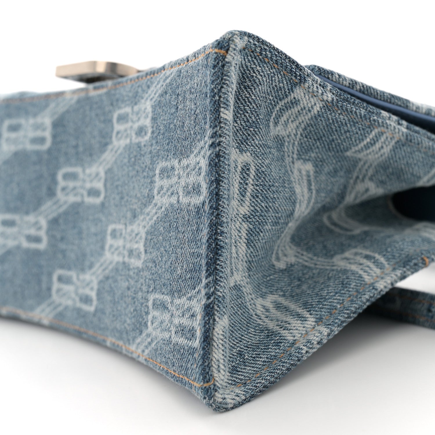 Balenciaga Denim BB Monogram Small Hourglass Top Handle Bag Blue 10 of 11