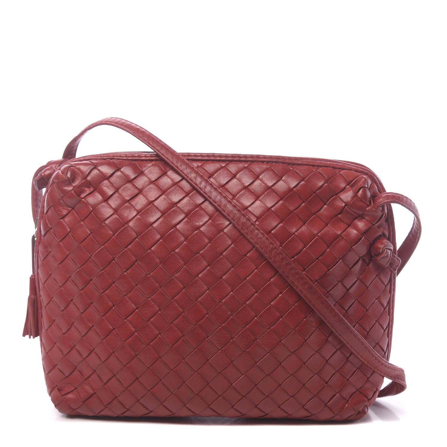 Bottega Veneta Nappa Intrecciato Nodini Crossbody Messenger Red 1 of 11