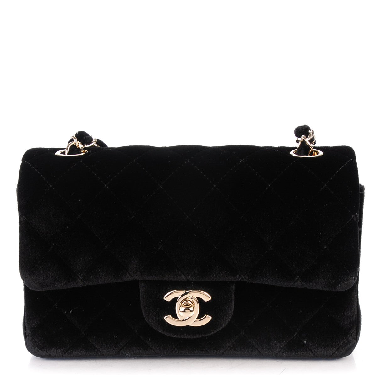 Chanel Velvet Quilted Mini Rectangular Flap Black 1 of 8