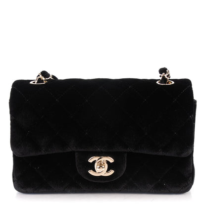 Chanel Velvet Quilted Mini Rectangular Flap Black 1 of 8