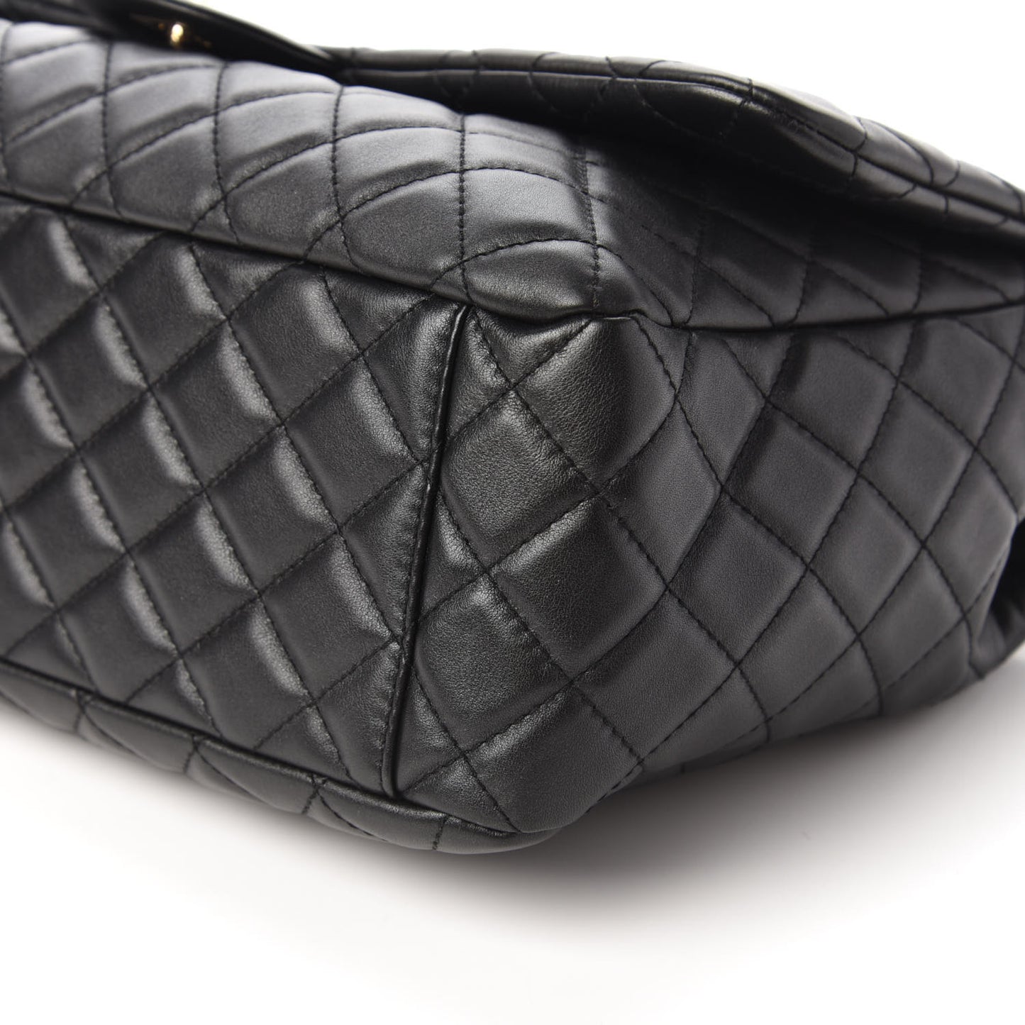 Metallized Calfskin Quilted Small XXL Travel Flap Bag Black