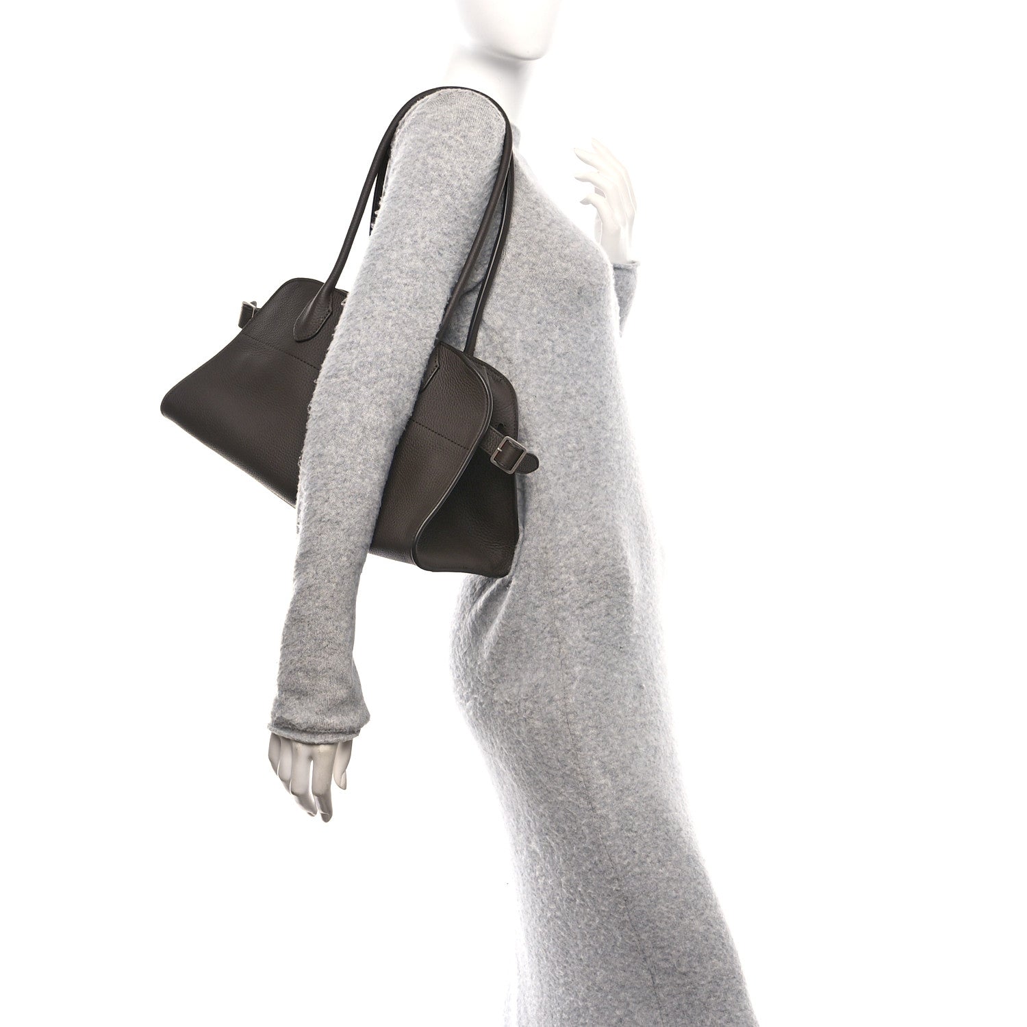 The Row Matte Grained Calfskin Margaux Shoulder 12 Deep Brown 2 of 10