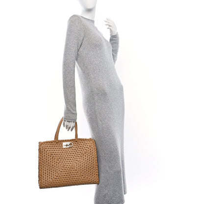 Salvatore Ferragamo Raffia Large The Studio Box Bag Natural 2 of 9