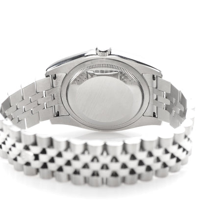 Rolex Stainless Steel 18K White Gold Diamond Black Mother of Pearl 36mm Oyster Perpetual Datejust Watch 116234 6 of 9
