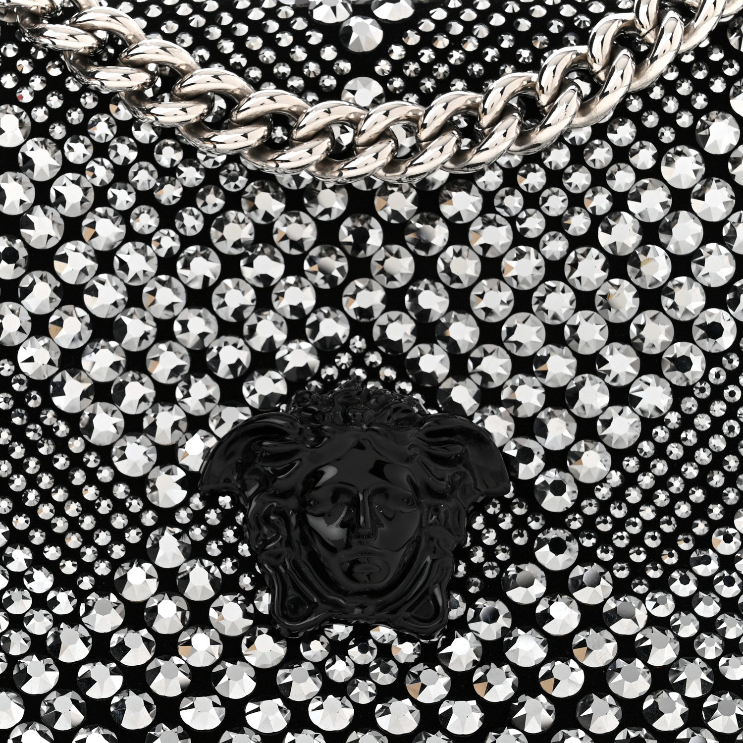 Versace Suede Crystal Medusa Sultan Evening Bag Black 8 of 10