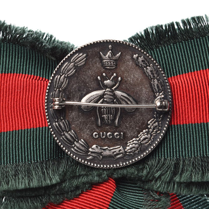 Gucci Grosgrain Web Pearl Crystal Bow Brooch 4 of 5