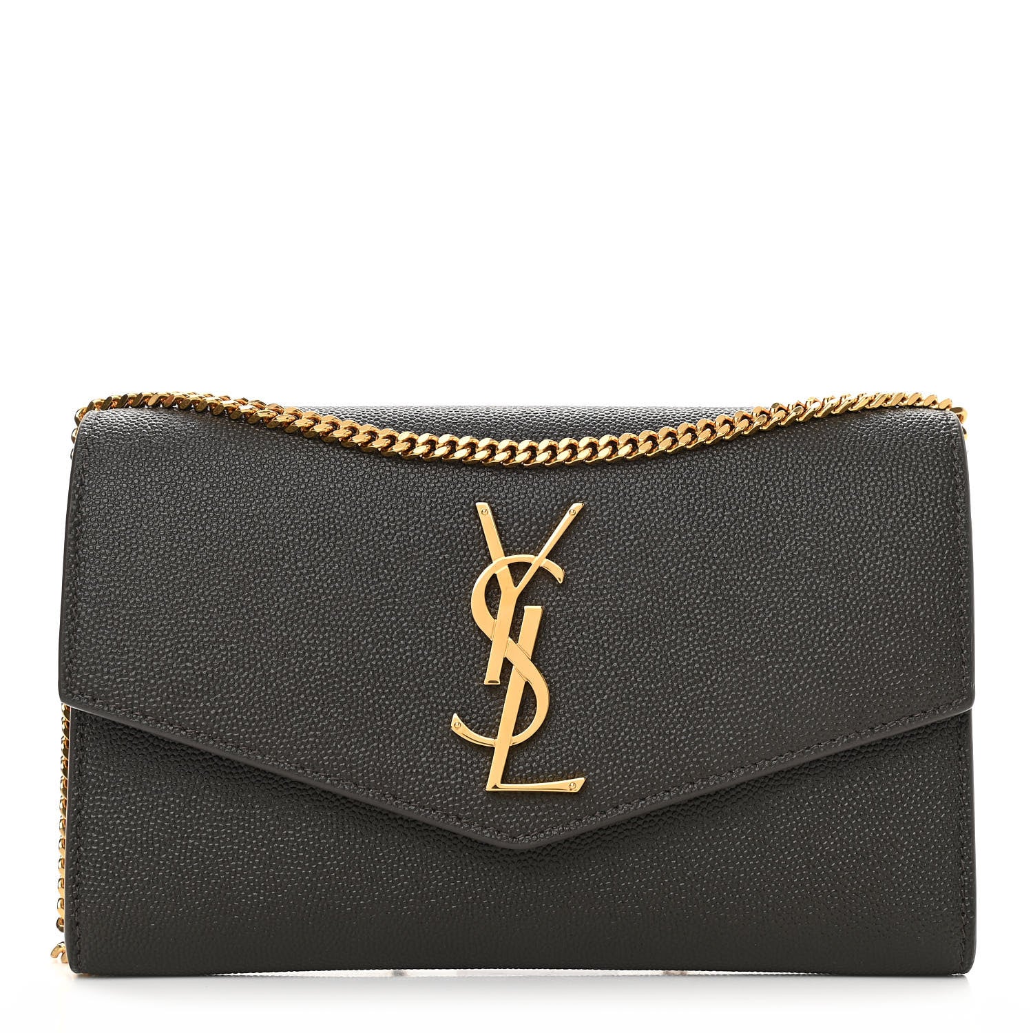 Saint Laurent Grain De Poudre Uptown Chain Wallet Pebble 3 of 12