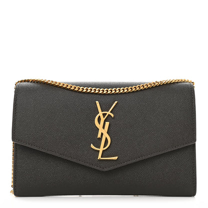 Saint Laurent Grain De Poudre Uptown Chain Wallet Pebble 3 of 12