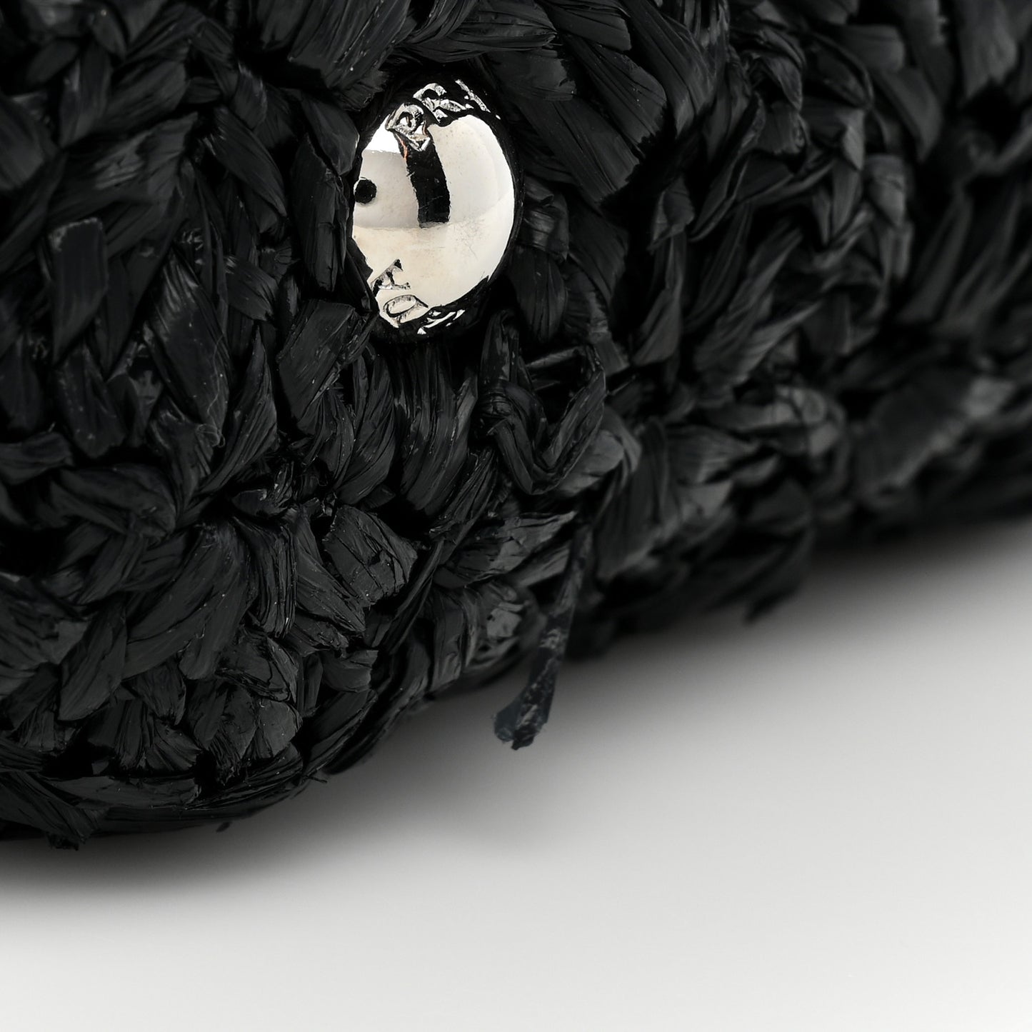 Raffia Crochet Giardiniera Tote Black
