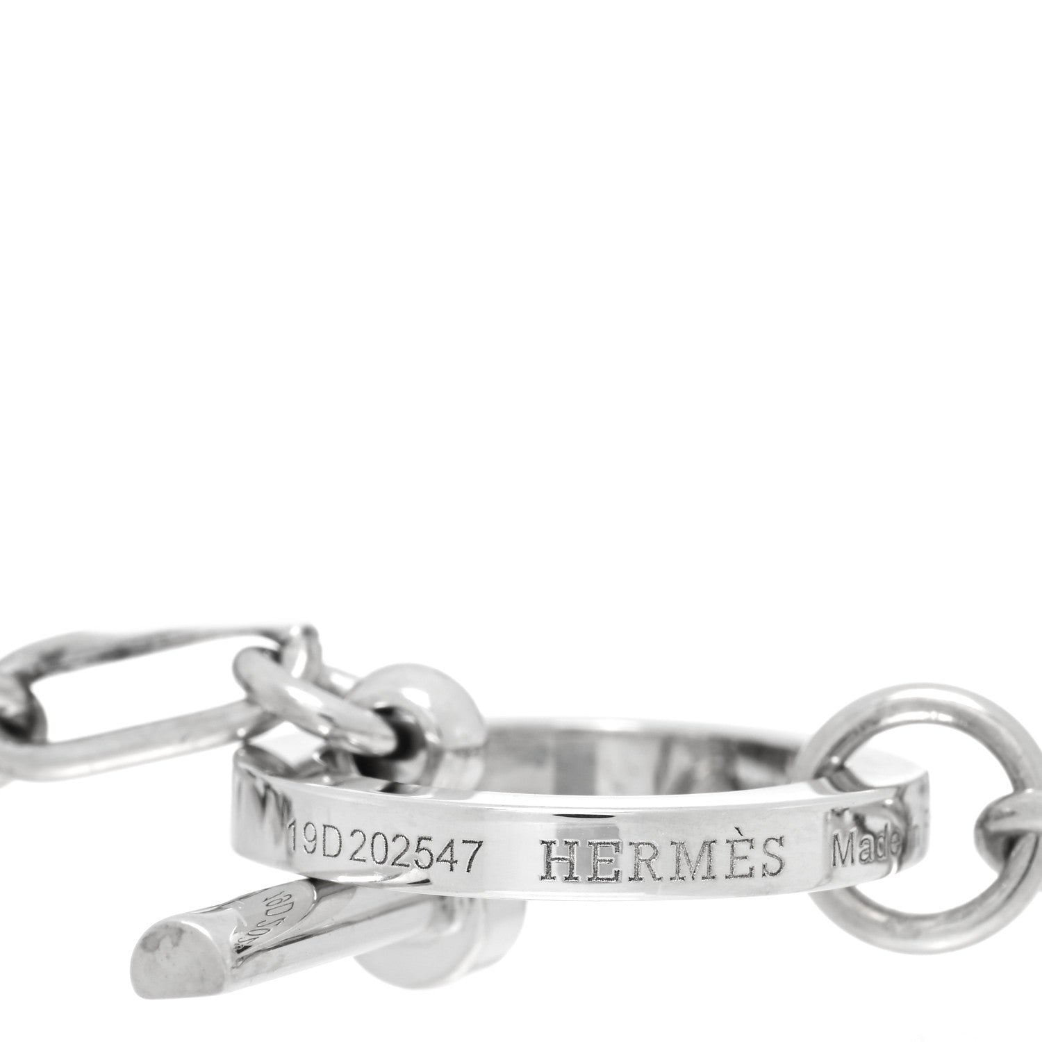 Hermes Sterling Silver Chain Toggle Necklace 4 of 6