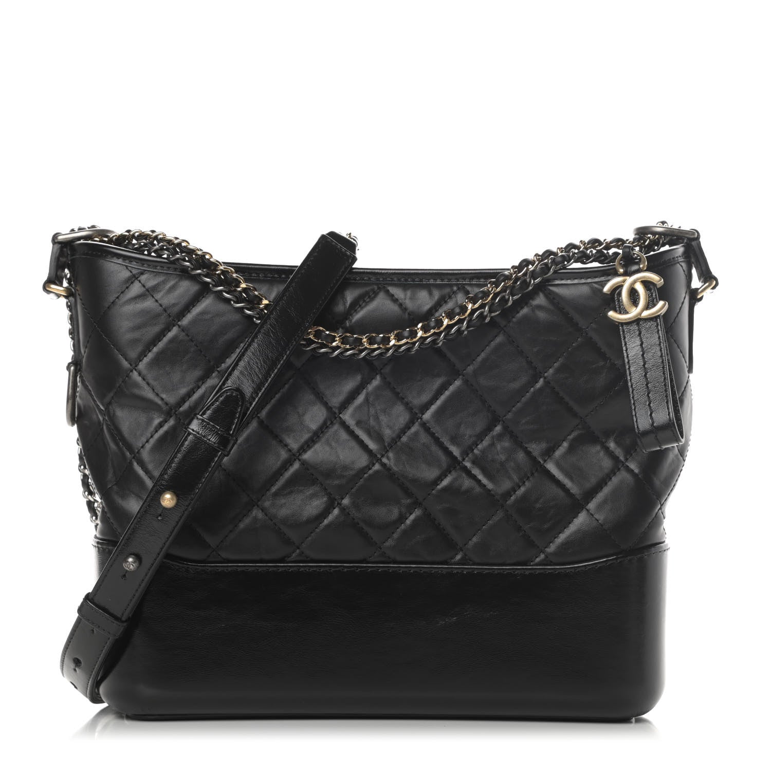 Chanel Aged Calfskin Quilted Medium Gabrielle Hobo Black 1 of 12