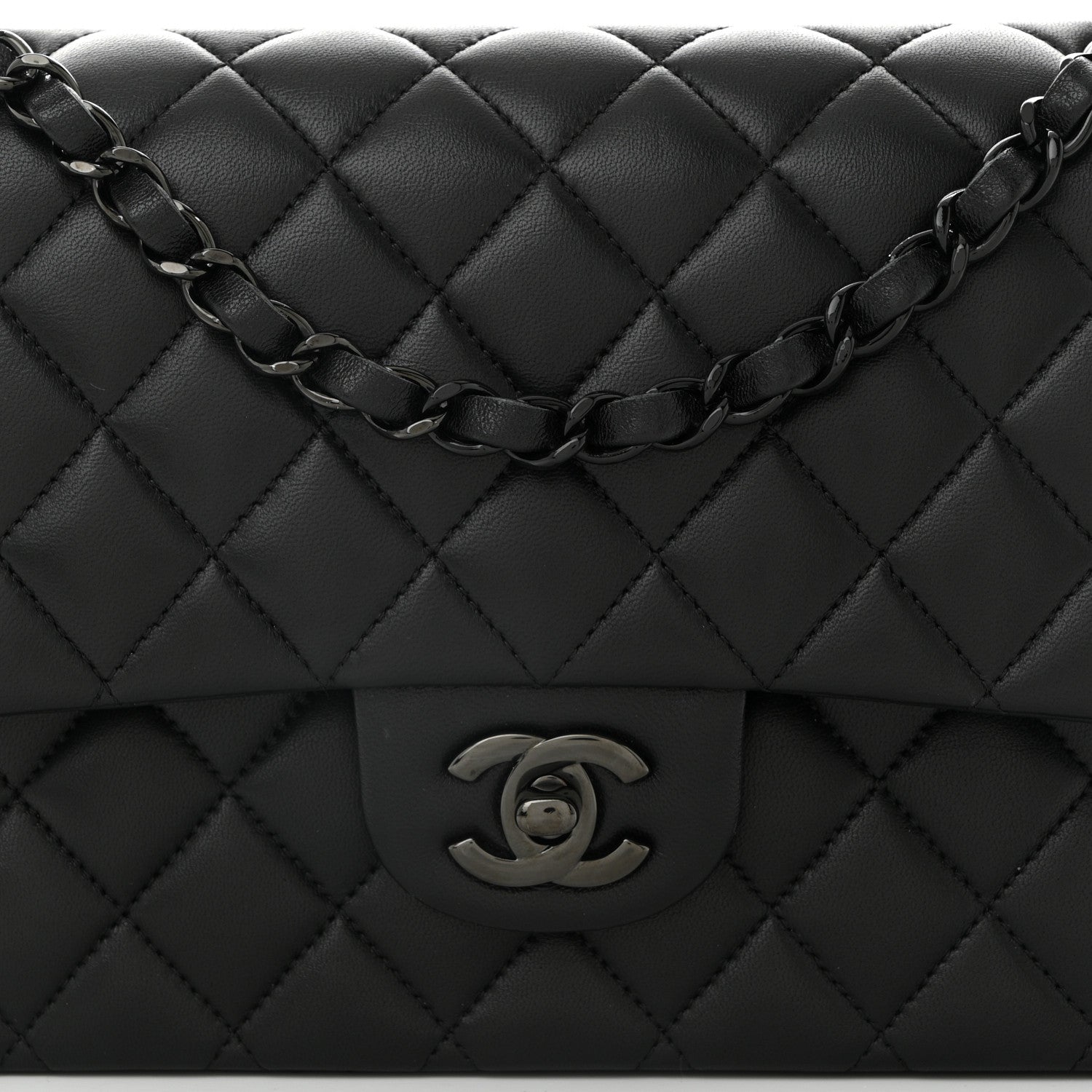 Chanel Lambskin Quilted Medium Double Flap So Black 8 of 11