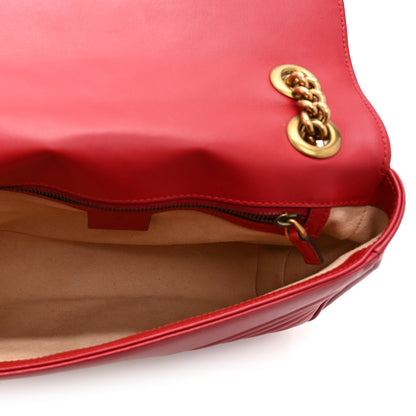Gucci Calfskin Matelasse Small GG Marmont Shoulder Bag Hibiscus Red 5 of 11