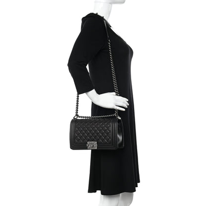 Chanel Lambskin Quilted Medium Boy Flap Black 2 of 12