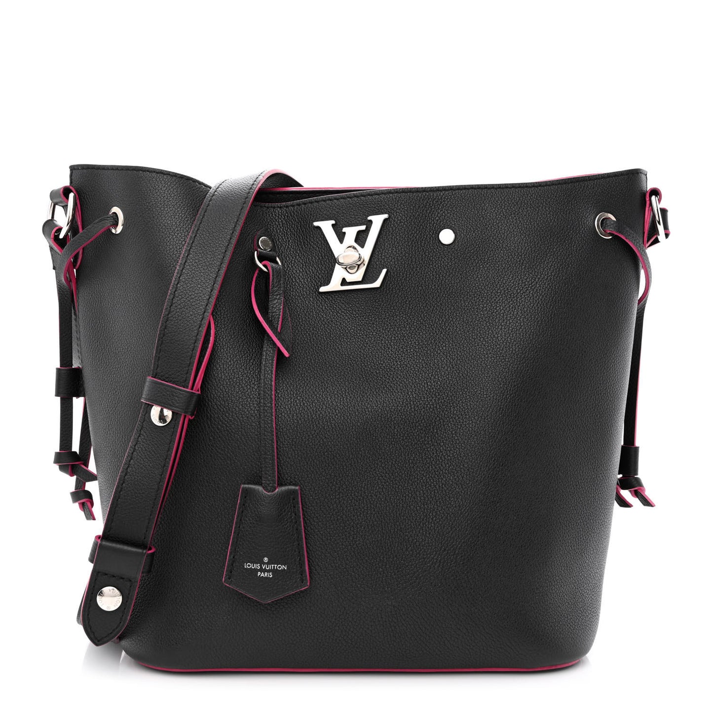 Calfskin Lockme Bucket Black
