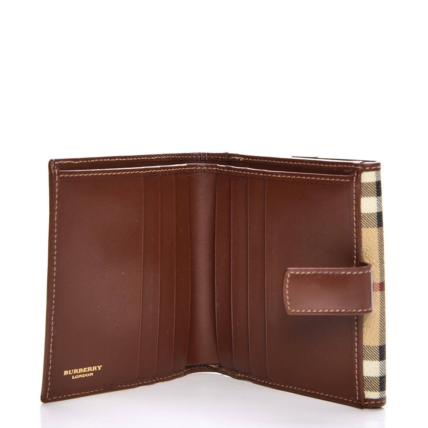 Burberry Haymarket Check Compact Wallet Brown 5 of 10