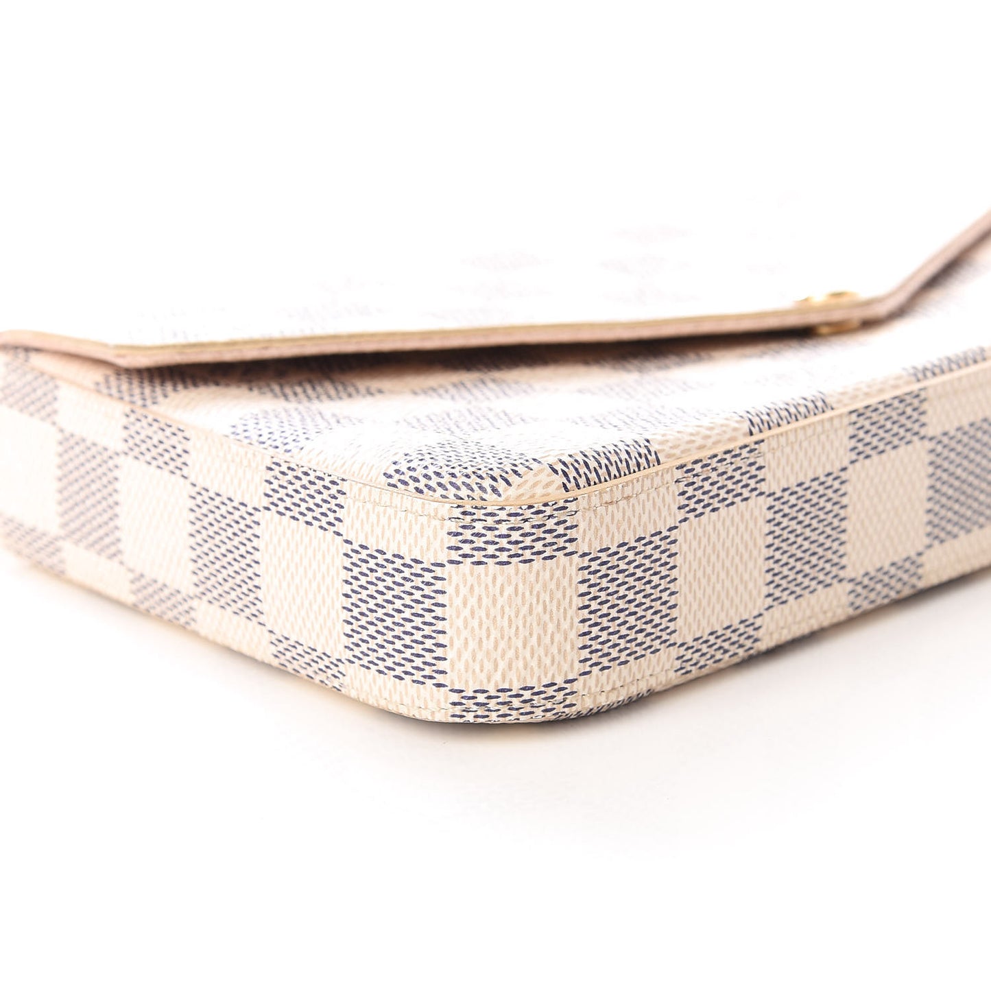 Damier Azur Pochette Felicie Chain Wallet Rose Ballerine