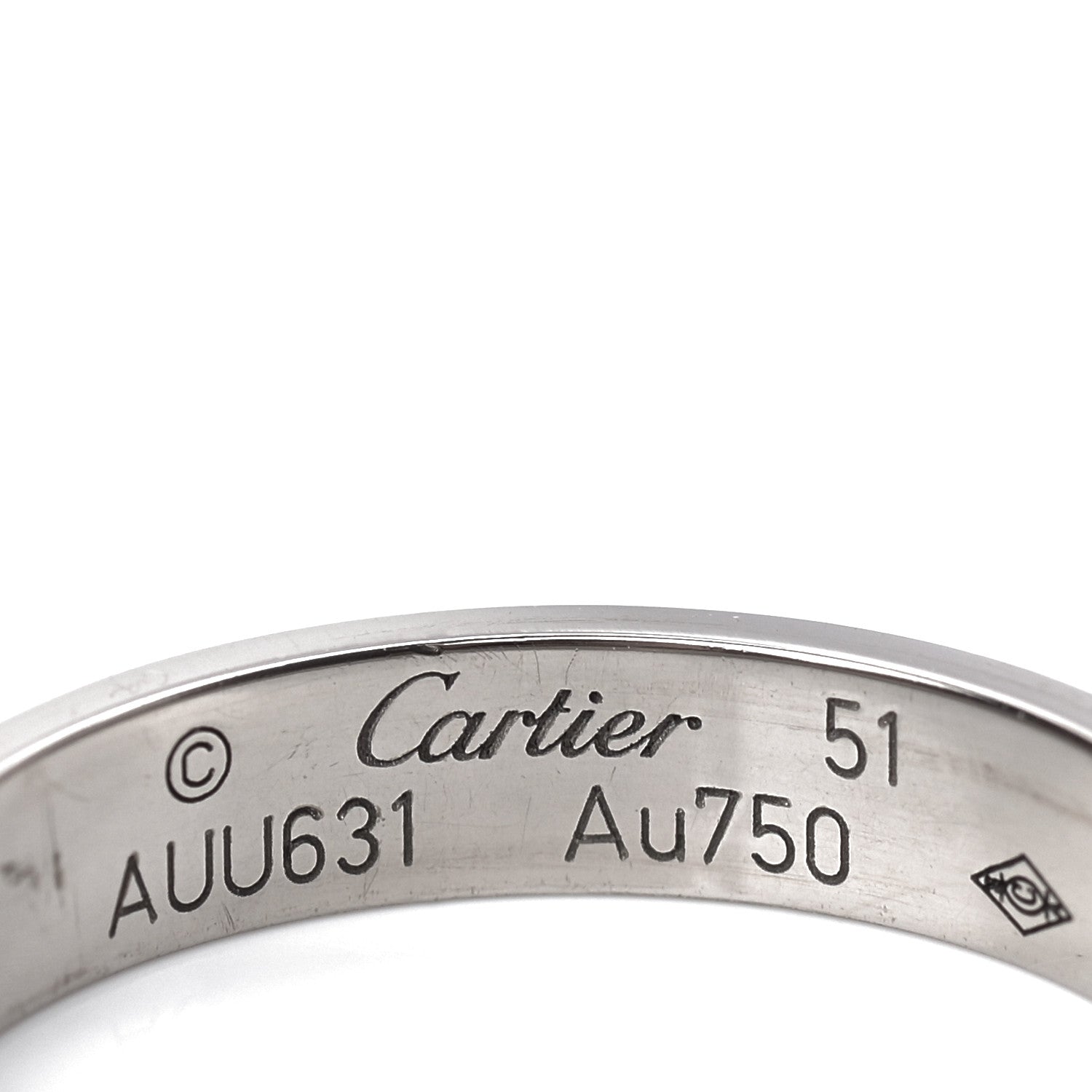 Cartier 18K White Gold 3.5mm LOVE Wedding Band Ring 51 5.75 4 of 5