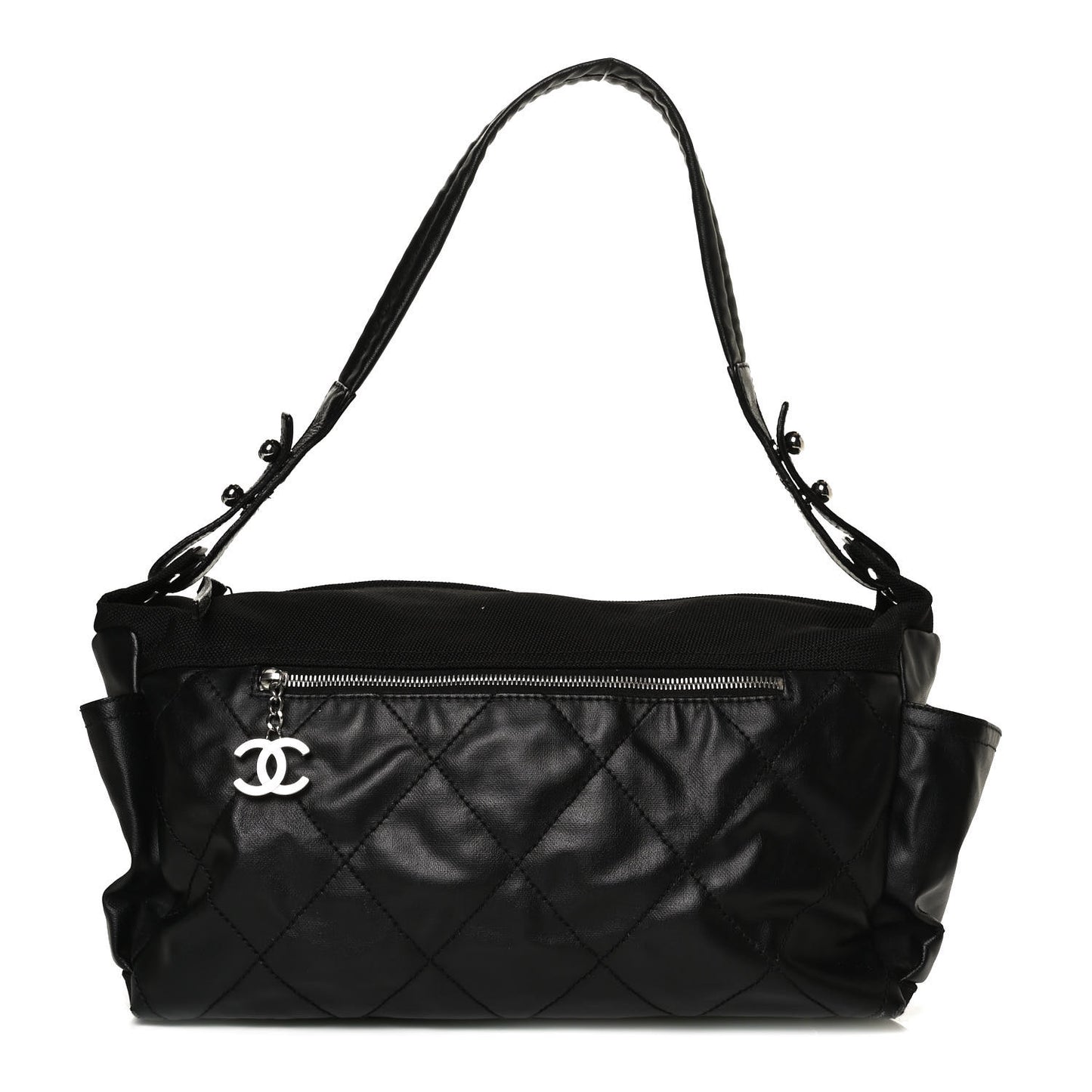 Coated Canvas Paris Biarritz Hobo Black